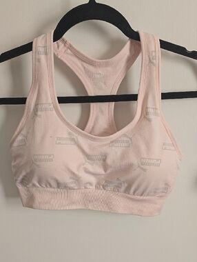 Puma Pink Logo Racerback Sports Bra